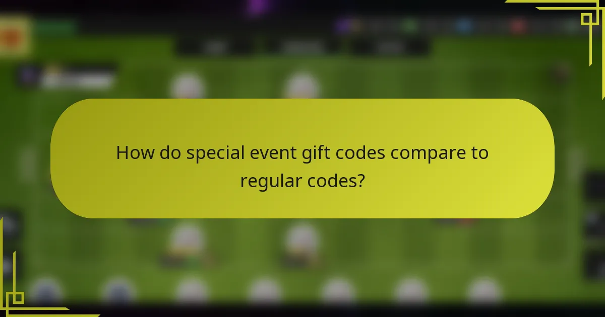 How do special event gift codes compare to regular codes?